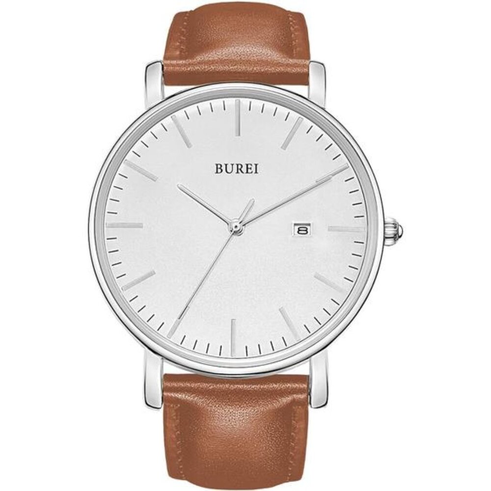 BUREI Men's Fashion Minimalist Wrist Watch All Black Waterproof Watches Simple